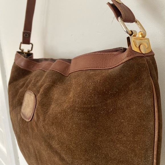 Vintage The Bay Made in Italy Suede Crescent Shoulder Bag - Picture 7 of 12